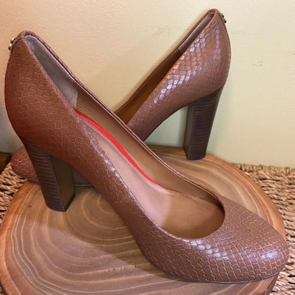 Coach Snake Print Heels in Cognac size 6.5 - Picture 3 of 8